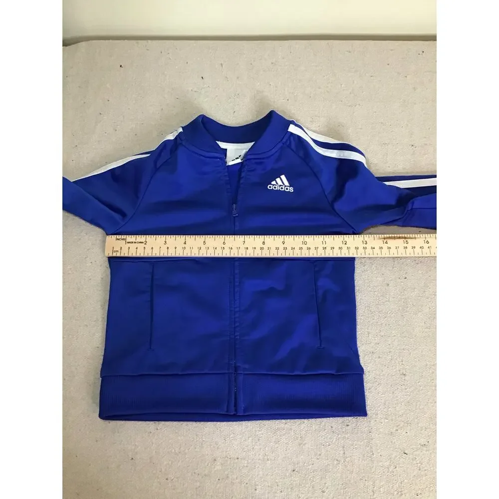 Adidas 3 Stripe Track Jacket Blue/White Toddler Size 4t Kids activewear Playwear